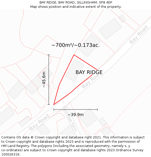 BAY RIDGE, BAY ROAD, GILLINGHAM, SP8 4EP: Plot and title map