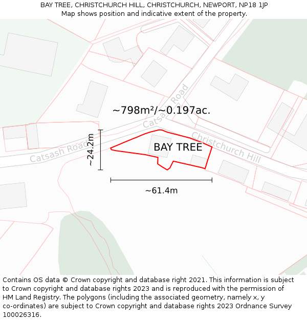 BAY TREE, CHRISTCHURCH HILL, CHRISTCHURCH, NEWPORT, NP18 1JP: Plot and title map