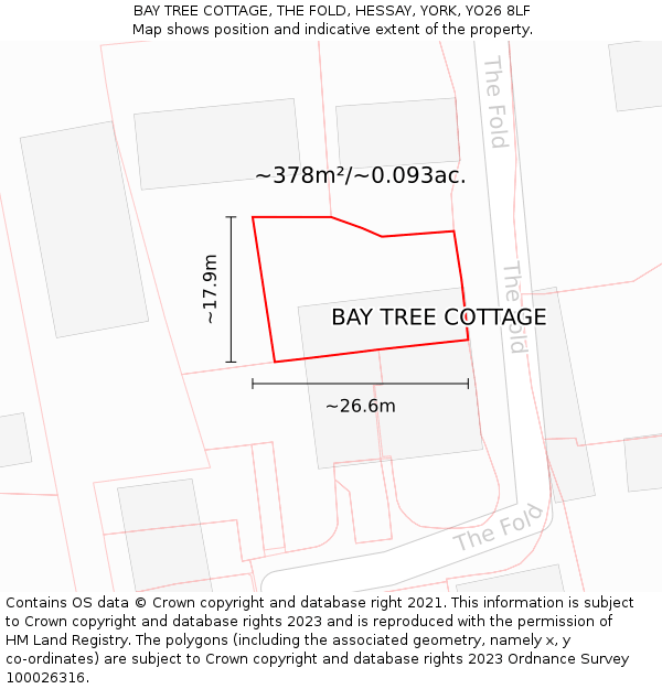 BAY TREE COTTAGE, THE FOLD, HESSAY, YORK, YO26 8LF: Plot and title map