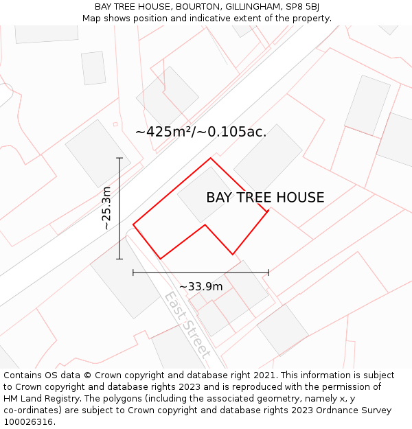 BAY TREE HOUSE, BOURTON, GILLINGHAM, SP8 5BJ: Plot and title map