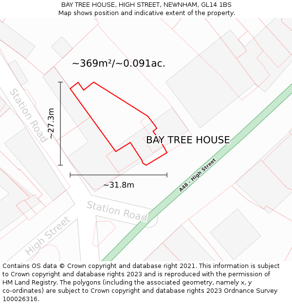 BAY TREE HOUSE, HIGH STREET, NEWNHAM, GL14 1BS: Plot and title map