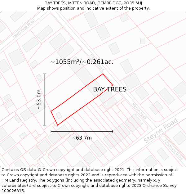 BAY TREES, MITTEN ROAD, BEMBRIDGE, PO35 5UJ: Plot and title map