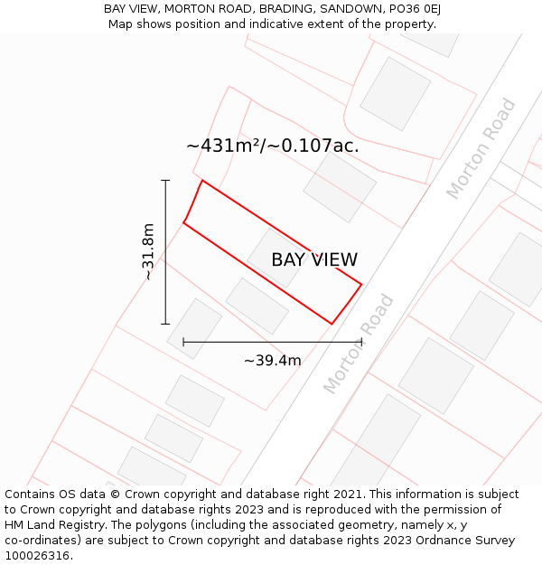 BAY VIEW, MORTON ROAD, BRADING, SANDOWN, PO36 0EJ: Plot and title map