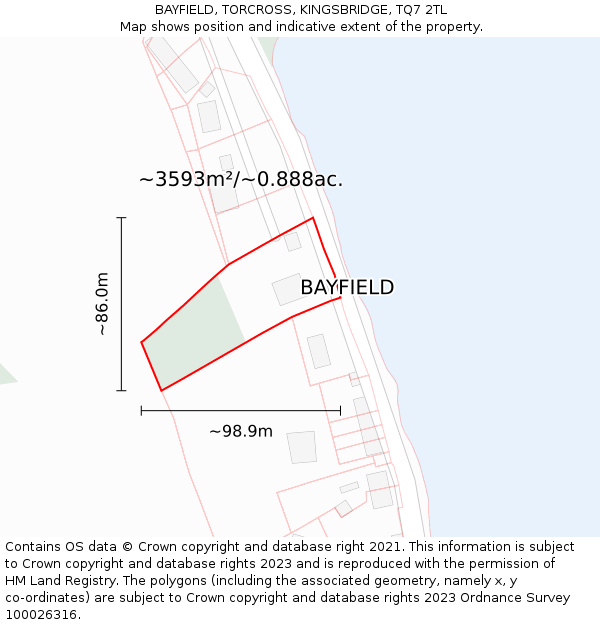 BAYFIELD, TORCROSS, KINGSBRIDGE, TQ7 2TL: Plot and title map