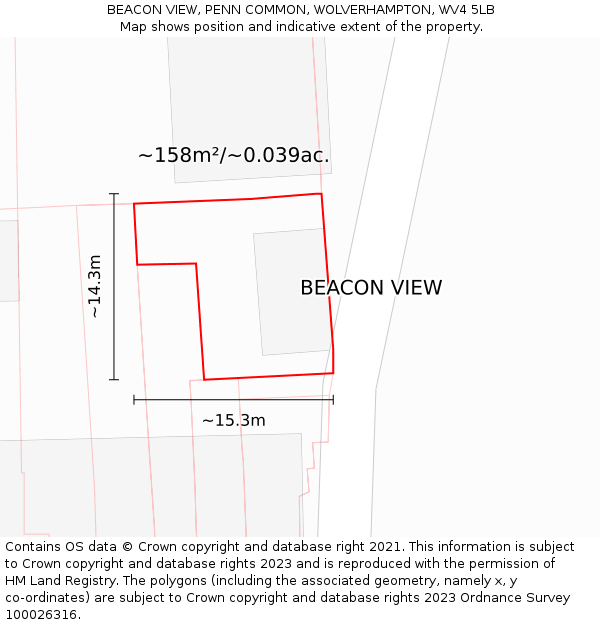 BEACON VIEW, PENN COMMON, WOLVERHAMPTON, WV4 5LB: Plot and title map