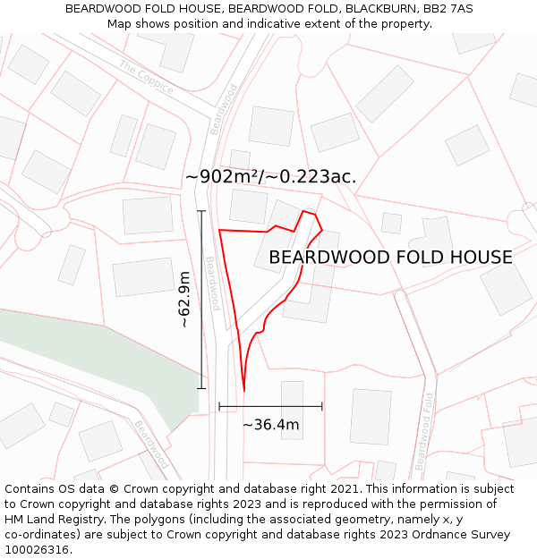 BEARDWOOD FOLD HOUSE, BEARDWOOD FOLD, BLACKBURN, BB2 7AS: Plot and title map