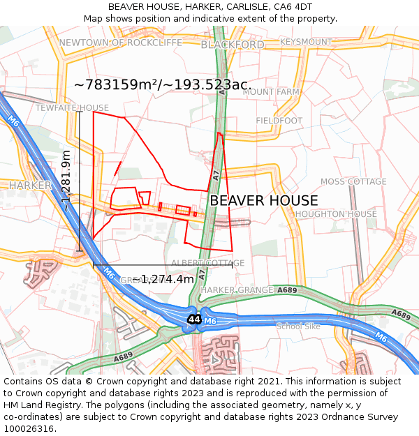 BEAVER HOUSE, HARKER, CARLISLE, CA6 4DT: Plot and title map
