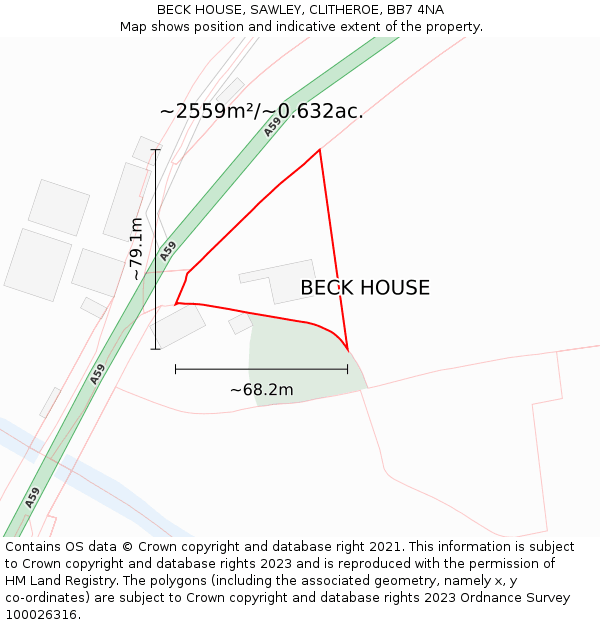 BECK HOUSE, SAWLEY, CLITHEROE, BB7 4NA: Plot and title map