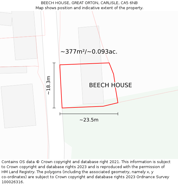 BEECH HOUSE, GREAT ORTON, CARLISLE, CA5 6NB: Plot and title map