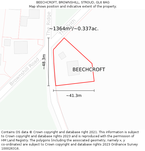 BEECHCROFT, BROWNSHILL, STROUD, GL6 8AG: Plot and title map