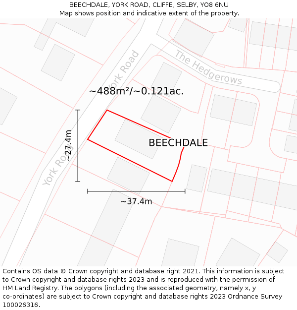 BEECHDALE, YORK ROAD, CLIFFE, SELBY, YO8 6NU: Plot and title map