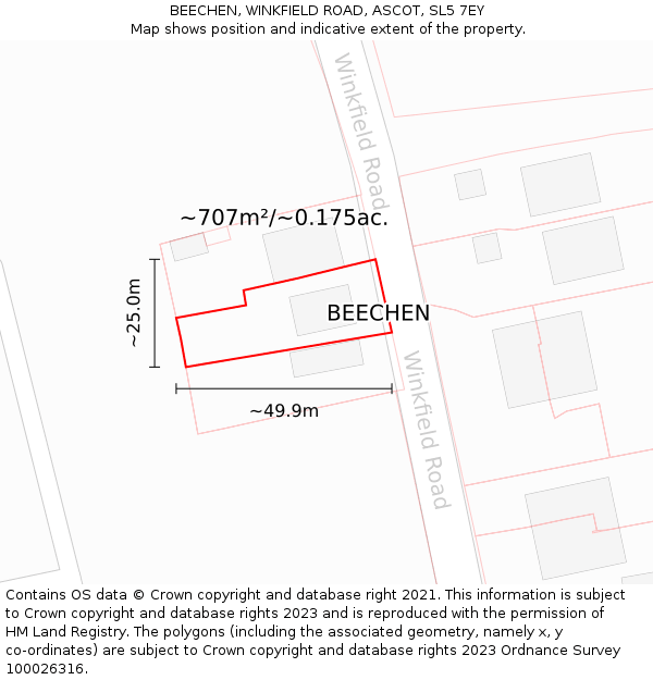 BEECHEN, WINKFIELD ROAD, ASCOT, SL5 7EY: Plot and title map