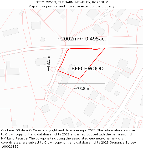 BEECHWOOD, TILE BARN, NEWBURY, RG20 9UZ: Plot and title map
