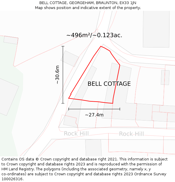 BELL COTTAGE, GEORGEHAM, BRAUNTON, EX33 1JN: Plot and title map