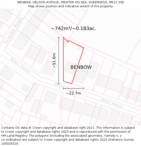 BENBOW, NELSON AVENUE, MINSTER ON SEA, SHEERNESS, ME12 3SE: Plot and title map
