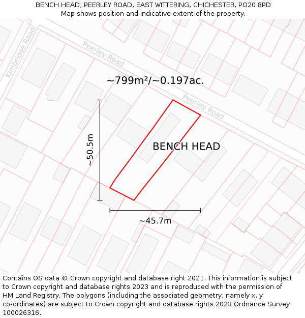 BENCH HEAD, PEERLEY ROAD, EAST WITTERING, CHICHESTER, PO20 8PD: Plot and title map