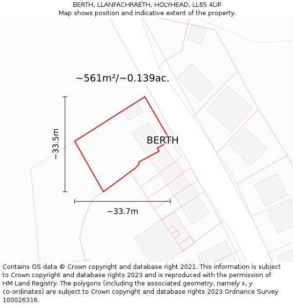 BERTH, LLANFACHRAETH, HOLYHEAD, LL65 4UP: Plot and title map