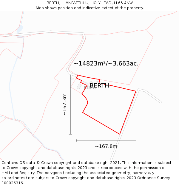 BERTH, LLANFAETHLU, HOLYHEAD, LL65 4NW: Plot and title map