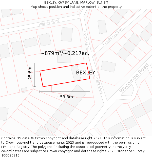 BEXLEY, GYPSY LANE, MARLOW, SL7 3JT: Plot and title map