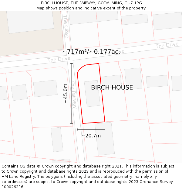 BIRCH HOUSE, THE FAIRWAY, GODALMING, GU7 1PG: Plot and title map