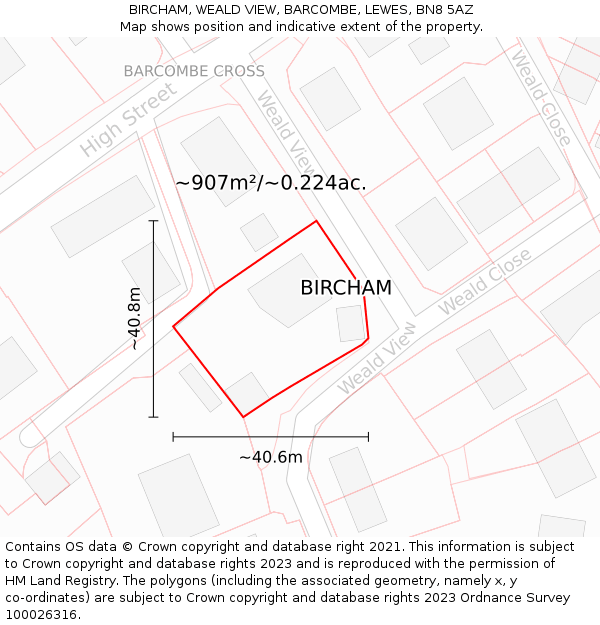 BIRCHAM, WEALD VIEW, BARCOMBE, LEWES, BN8 5AZ: Plot and title map