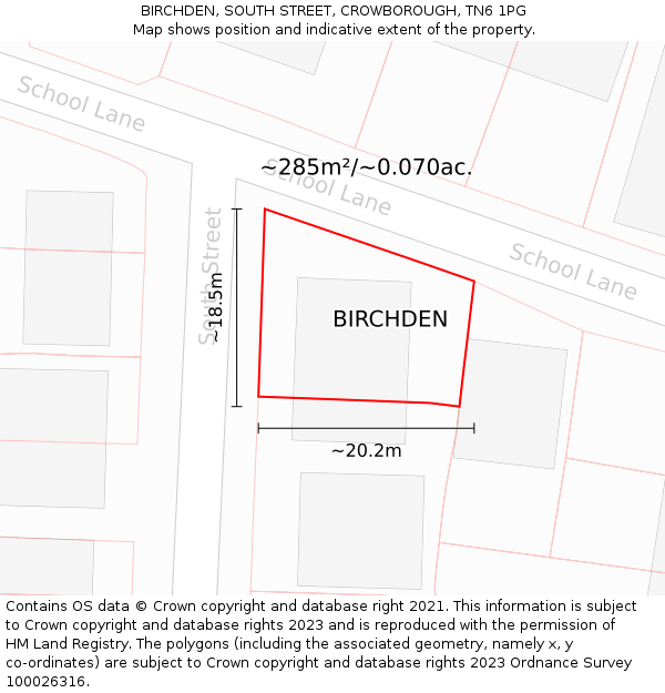 BIRCHDEN, SOUTH STREET, CROWBOROUGH, TN6 1PG: Plot and title map