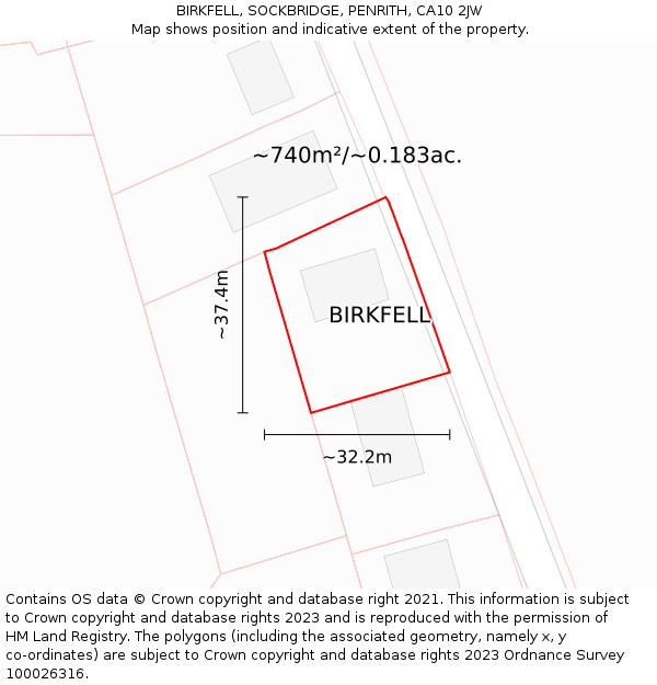 BIRKFELL, SOCKBRIDGE, PENRITH, CA10 2JW: Plot and title map