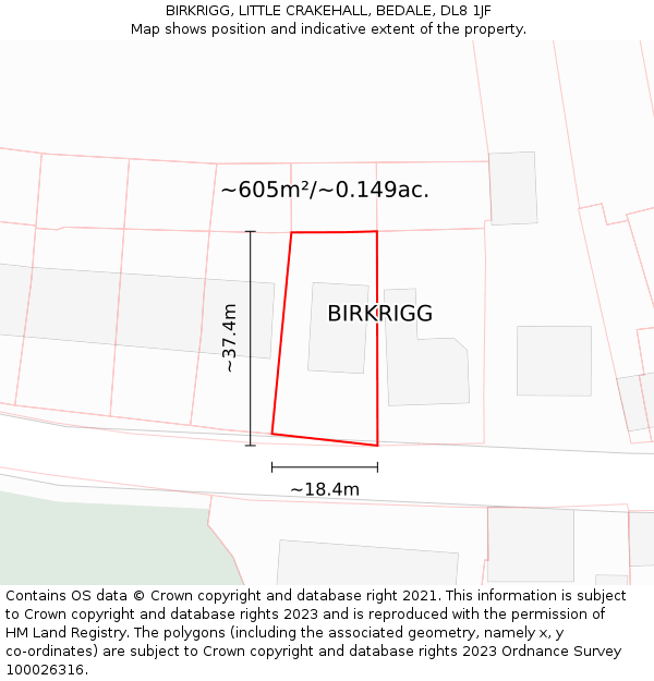 BIRKRIGG, LITTLE CRAKEHALL, BEDALE, DL8 1JF: Plot and title map