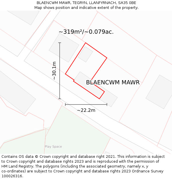 BLAENCWM MAWR, TEGRYN, LLANFYRNACH, SA35 0BE: Plot and title map