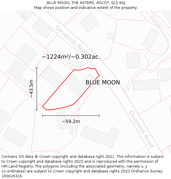 BLUE MOON, THE ASTERS, ASCOT, SL5 9GJ: Plot and title map