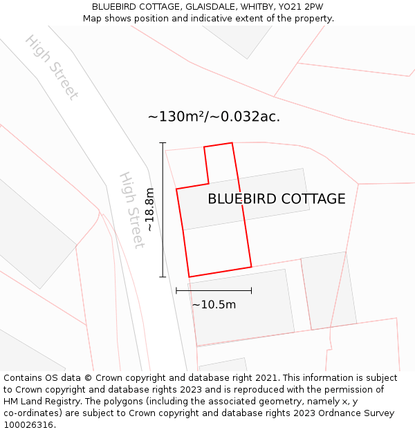 BLUEBIRD COTTAGE, GLAISDALE, WHITBY, YO21 2PW: Plot and title map