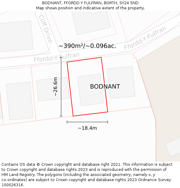 BODNANT, FFORDD Y FULFRAN, BORTH, SY24 5ND: Plot and title map