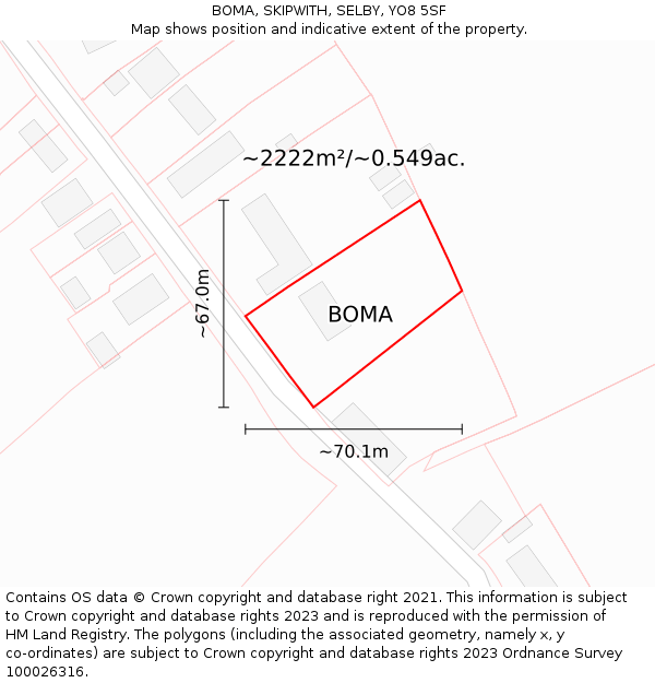 BOMA, SKIPWITH, SELBY, YO8 5SF: Plot and title map