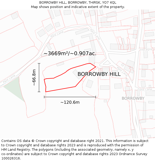 BORROWBY HILL, BORROWBY, THIRSK, YO7 4QL: Plot and title map