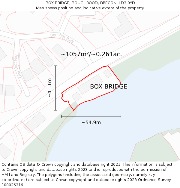 BOX BRIDGE, BOUGHROOD, BRECON, LD3 0YD: Plot and title map