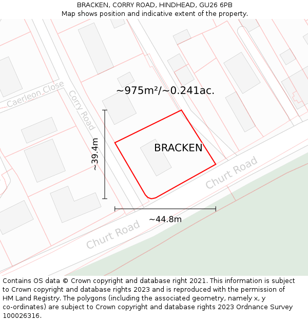 BRACKEN, CORRY ROAD, HINDHEAD, GU26 6PB: Plot and title map
