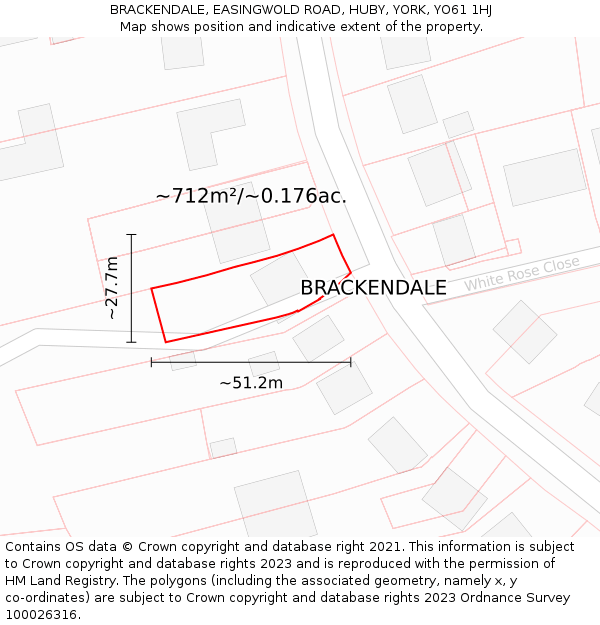 BRACKENDALE, EASINGWOLD ROAD, HUBY, YORK, YO61 1HJ: Plot and title map