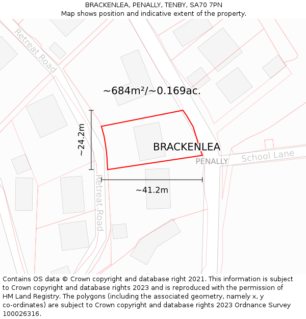 BRACKENLEA, PENALLY, TENBY, SA70 7PN: Plot and title map