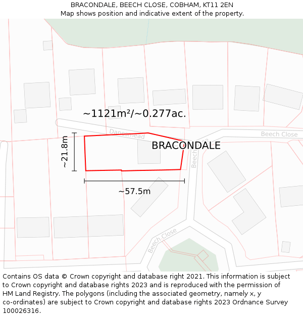 BRACONDALE, BEECH CLOSE, COBHAM, KT11 2EN: Plot and title map