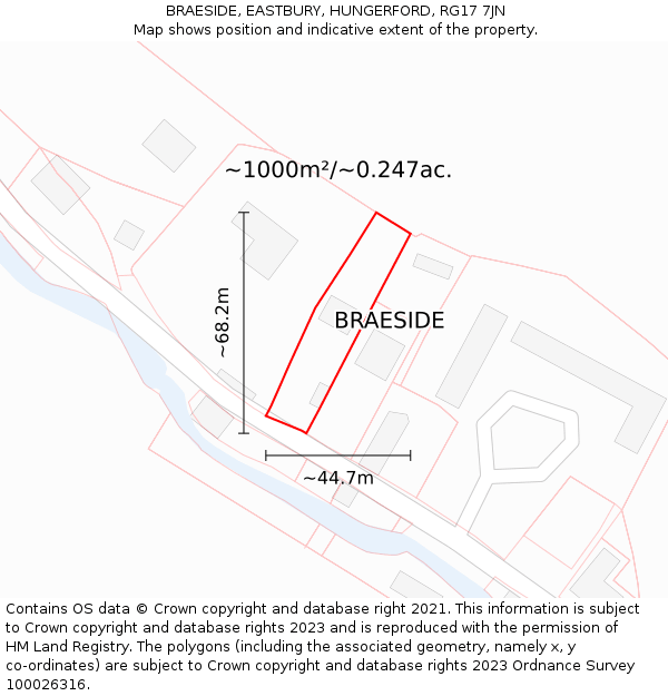 BRAESIDE, EASTBURY, HUNGERFORD, RG17 7JN: Plot and title map