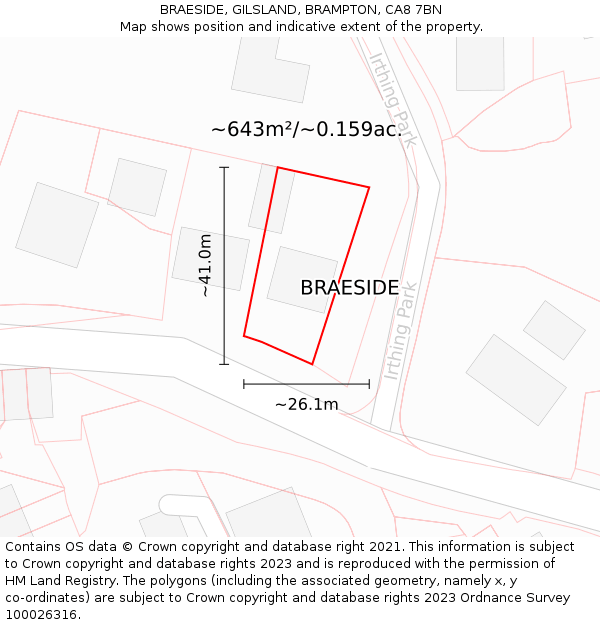 BRAESIDE, GILSLAND, BRAMPTON, CA8 7BN: Plot and title map