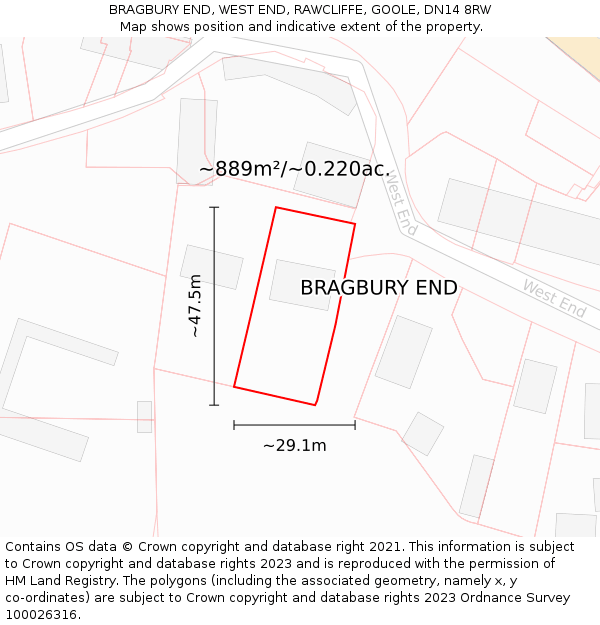 BRAGBURY END, WEST END, RAWCLIFFE, GOOLE, DN14 8RW: Plot and title map