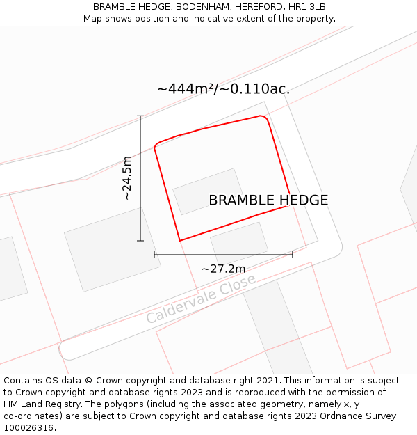 BRAMBLE HEDGE, BODENHAM, HEREFORD, HR1 3LB: Plot and title map