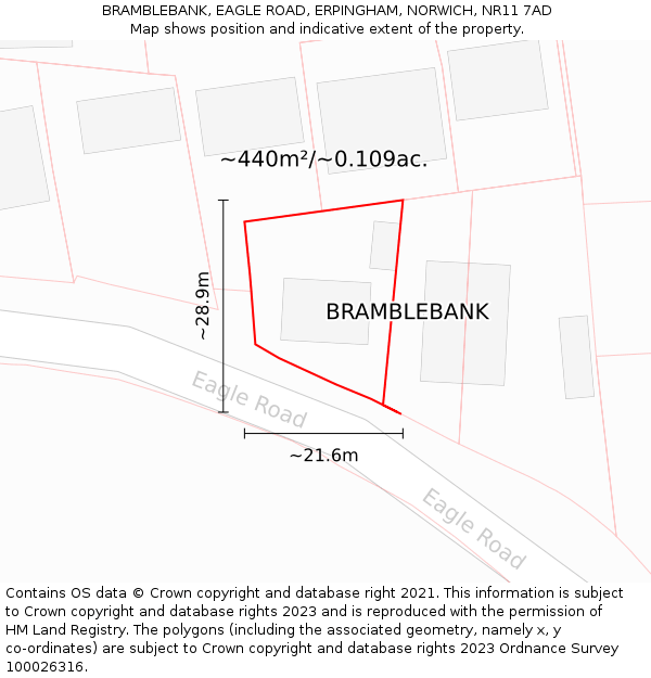 BRAMBLEBANK, EAGLE ROAD, ERPINGHAM, NORWICH, NR11 7AD: Plot and title map