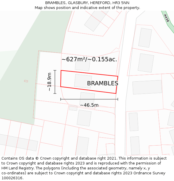 BRAMBLES, GLASBURY, HEREFORD, HR3 5NN: Plot and title map