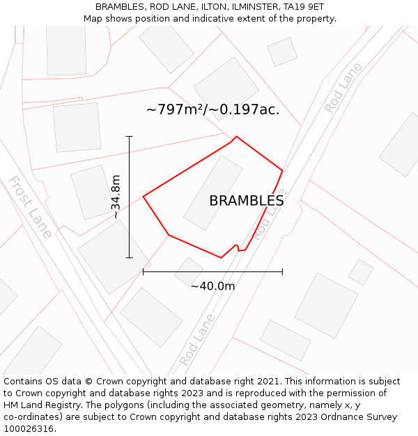 BRAMBLES, ROD LANE, ILTON, ILMINSTER, TA19 9ET: Plot and title map