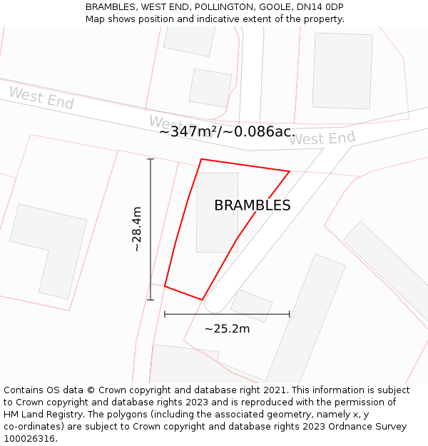 BRAMBLES, WEST END, POLLINGTON, GOOLE, DN14 0DP: Plot and title map