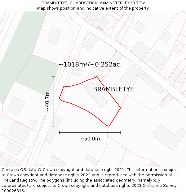 BRAMBLETYE, CHARDSTOCK, AXMINSTER, EX13 7BW: Plot and title map