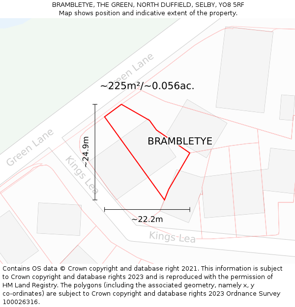 BRAMBLETYE, THE GREEN, NORTH DUFFIELD, SELBY, YO8 5RF: Plot and title map