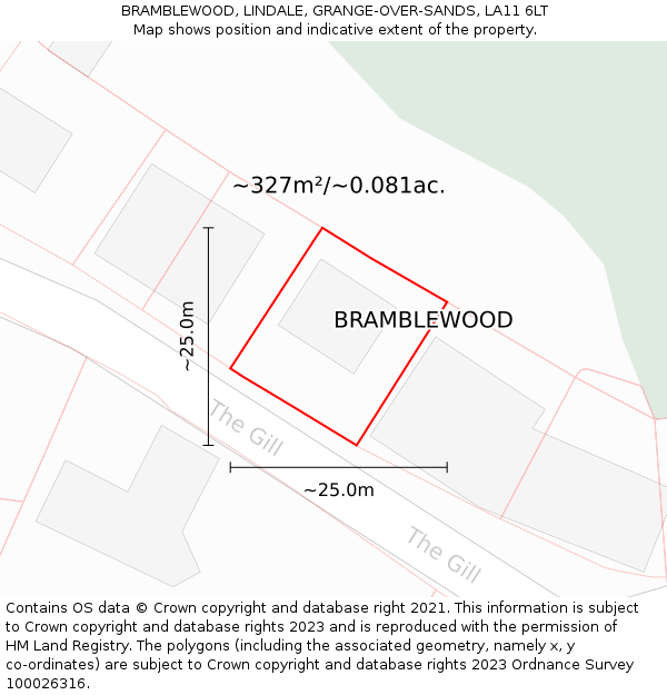 BRAMBLEWOOD, LINDALE, GRANGE-OVER-SANDS, LA11 6LT: Plot and title map